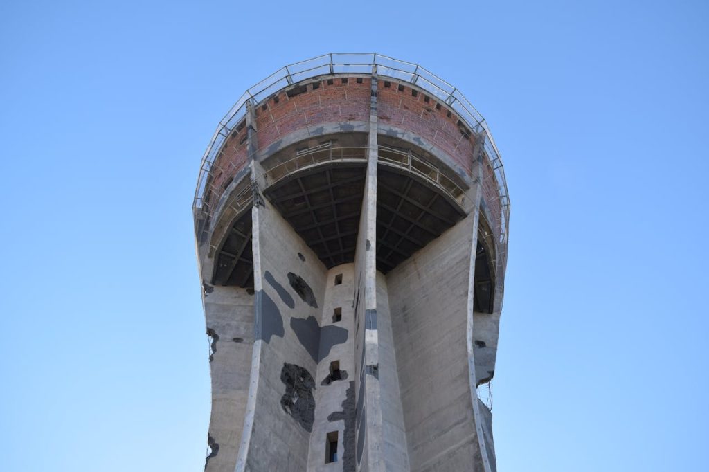 Iconic Vukovar Water Tower, a symbol of resilience and history in Croatia.